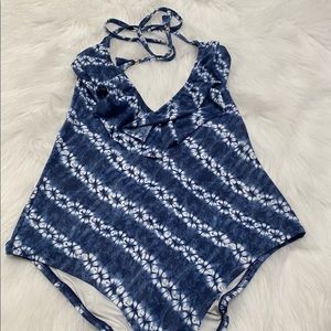 VS Swim Tye Dye Cheeky Plunge Blue White Tye Dye
